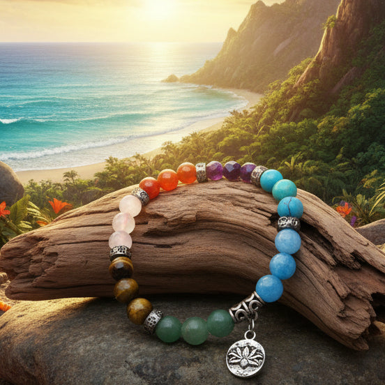 7 chakras, bracelet boules pierres naturelles qualité AA+