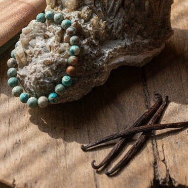 Jaspe Impérial bleu, bracelet boules qualité AA+