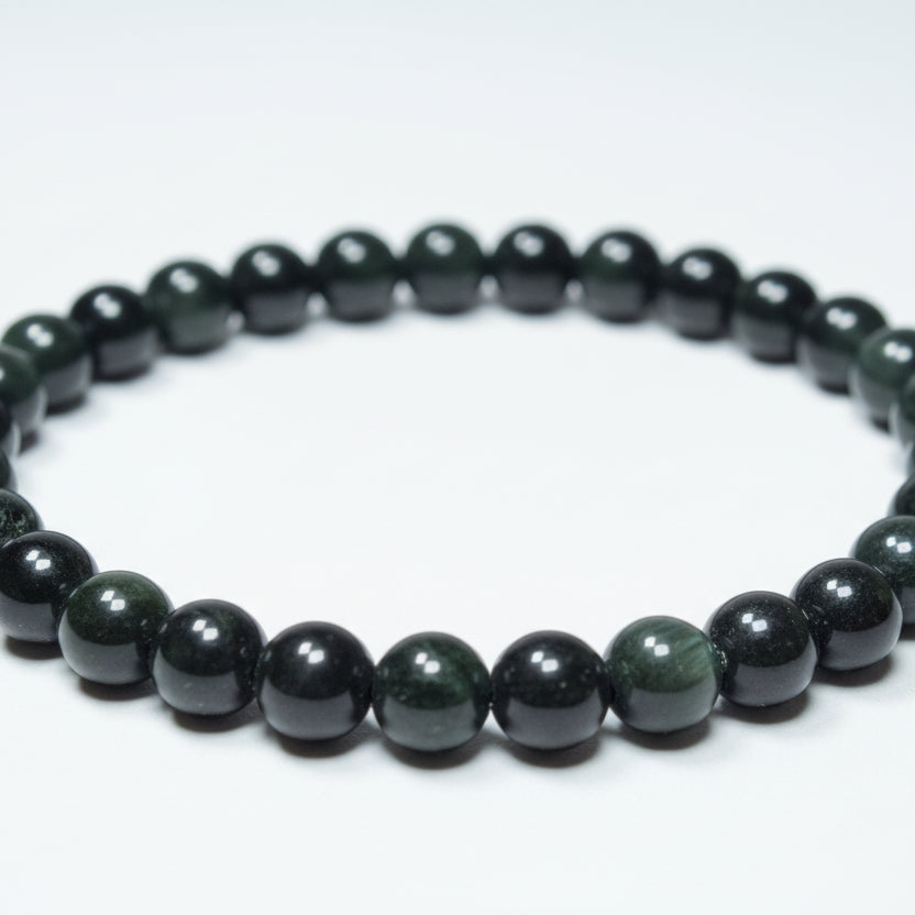 Obsidienne Œil Céleste, bracelet boules 6 à 8mm de qualité AAA