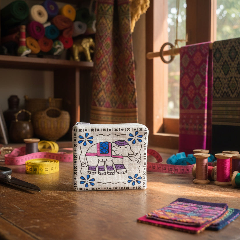 Porte monnaie pochette Eléphant 10*x10cm "L'Ami Voyageur"