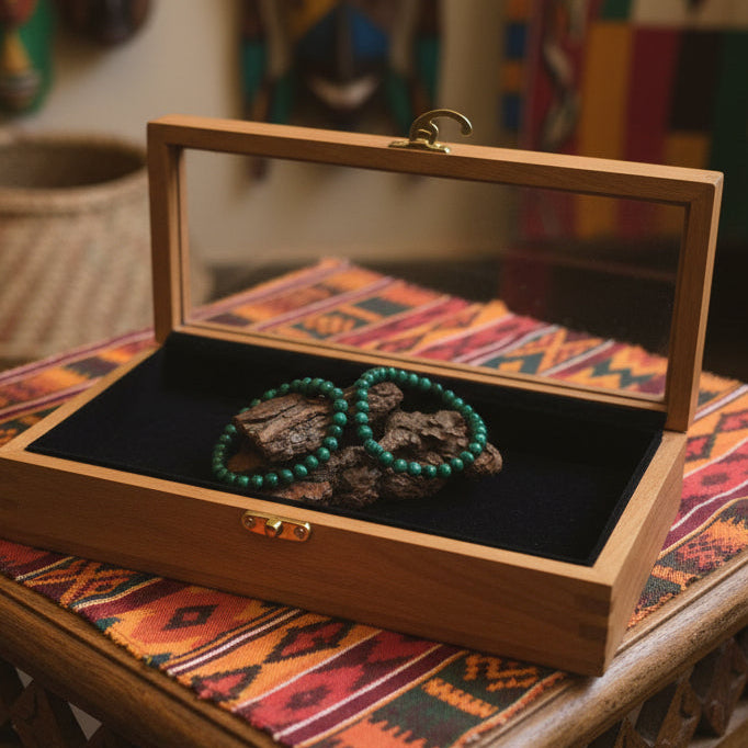 Malachite du Congo, bracelet boules 6mm Extra qualité