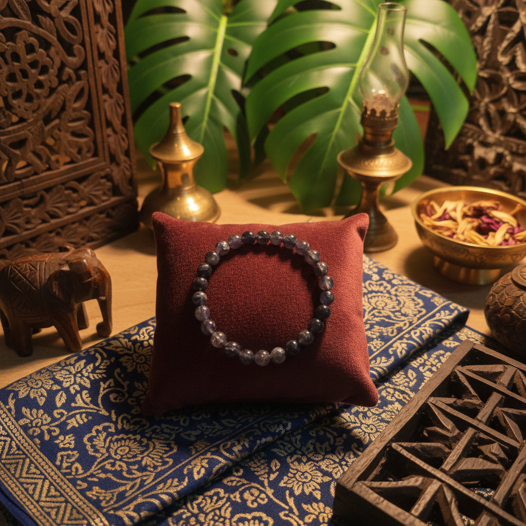 Saphir bleu, bracelet boules 6mm qualité AAA. provenance Sri Lanka