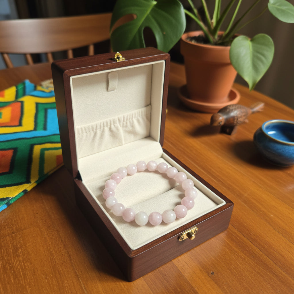Kunzite du Brésil, bracelet boules 8mm qualité AAA.