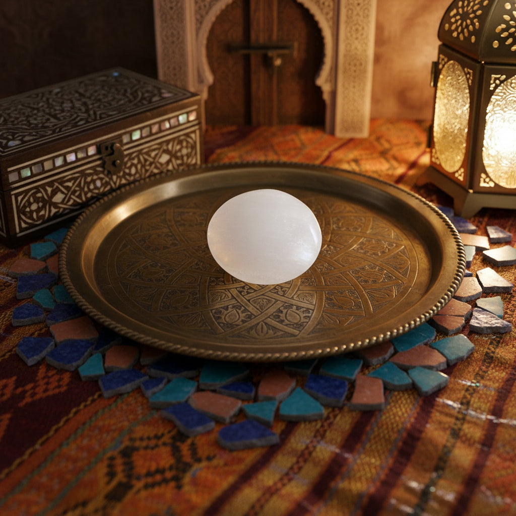 Sélénite, Galets GM non gravés, Maroc.