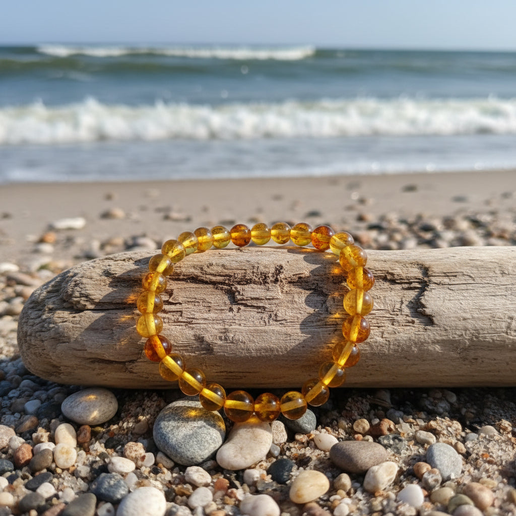 Ambre de la Baltique, bracelet adulte boules miel qualité AAA+