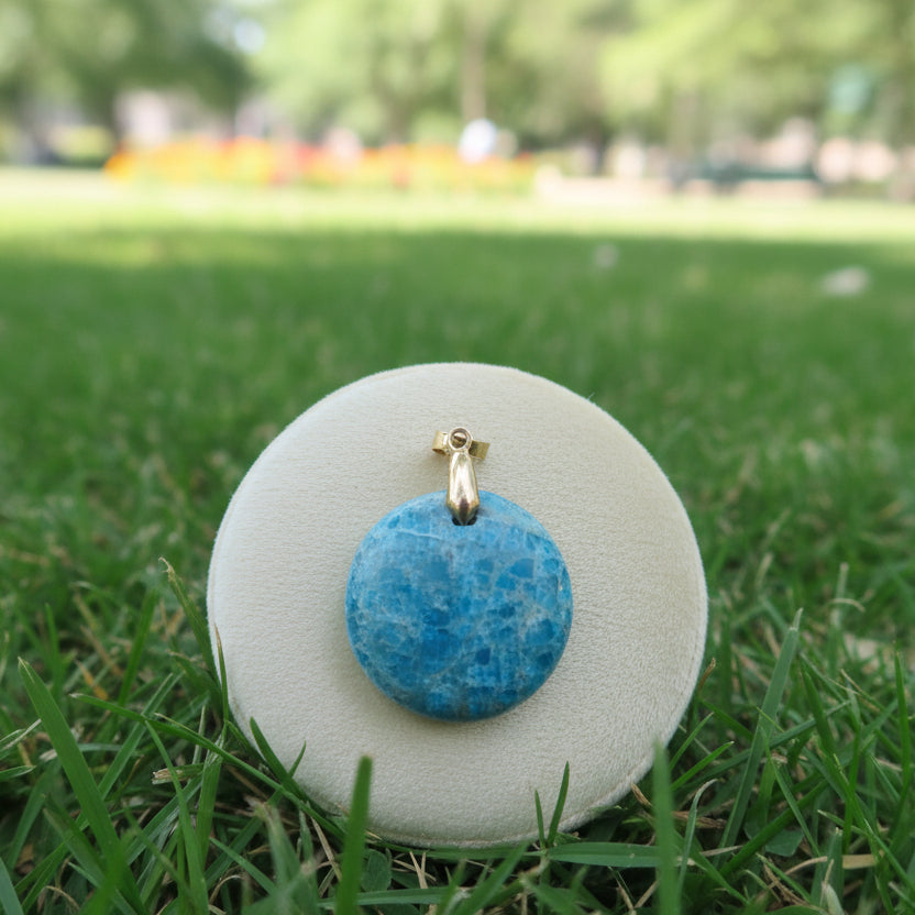 Apatite Bleue de Madagascar, pendentif qualité AAA