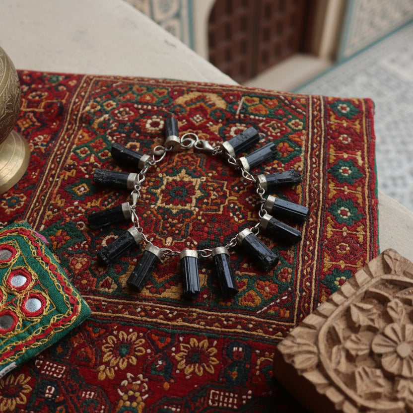 Tourmaline noire Pakistan bélière argent pendentif qualité AA+