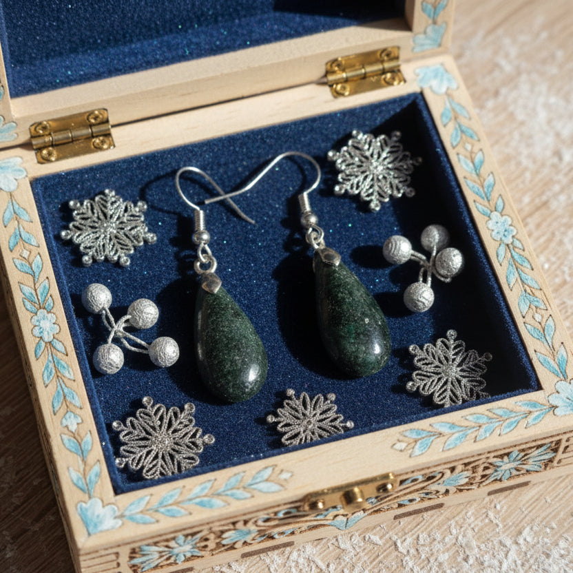 Boucles d'Oreilles en Séraphinite