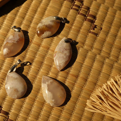 Agate fleur de Madagascar, pendentif qualité AAA