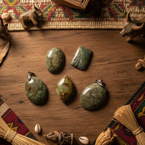 Chrysoprase Madagascar, pendentif ovale qualité AA+