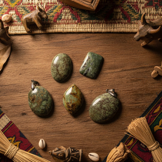 Chrysoprase Madagascar, pendentif ovale qualité AA+