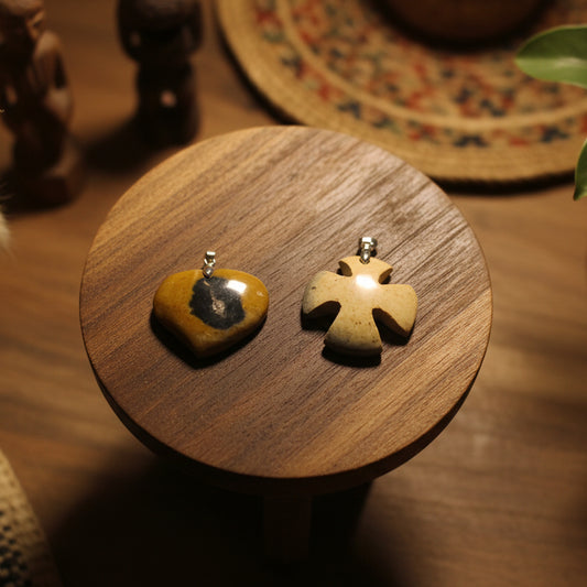 Jaspe jaune de Madagascar, pendentif qualité AA+