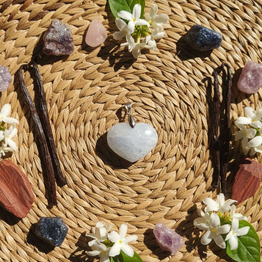 Calcite bleue de Madagascar, pendentif qualité AA+