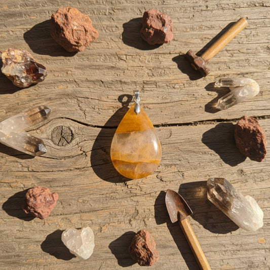 Quartz Hématoide jaune de Madagascar, pendentif qualité AA+