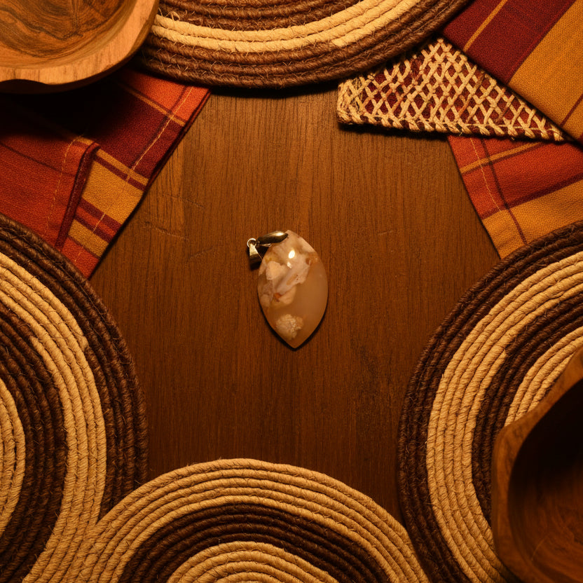 Agate fleur de Madagascar, pendentif qualité AAA
