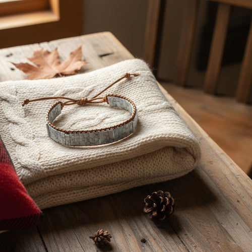 Howlite, bracelet plaque montage artisanal AA+