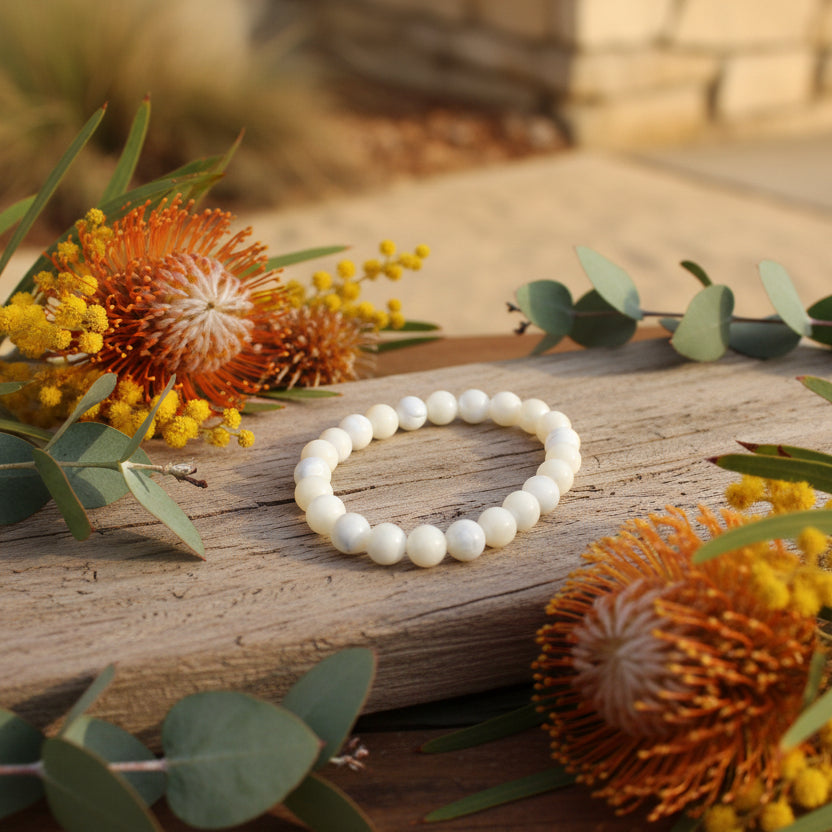 Nacre naturelle, bracelet boules qualité AAA