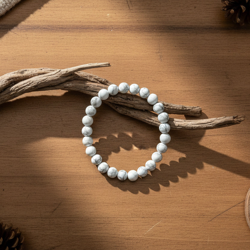 Howlite, bracelet boules AA+