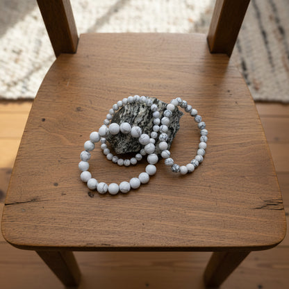 Howlite, bracelet boules AA+