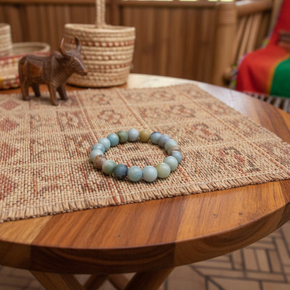 Amazonite de Madagascar, bracelet boules qualité AA+