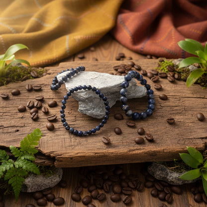 Sodalite de Brésil, bracelet boules qualité AA+