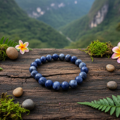 Sodalite de Brésil, bracelet boules qualité AA+