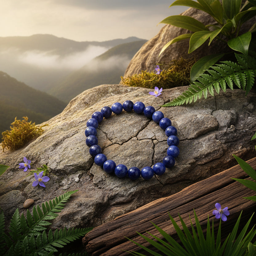 Sodalite de Brésil, bracelet boules qualité AA+