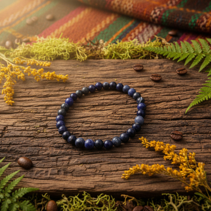 Sodalite de Brésil, bracelet boules qualité AA+