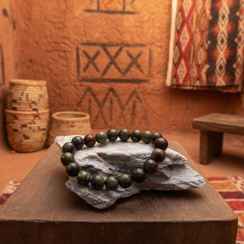 Epidote Piemontite Afrique du Sud, bracelet boules AA+