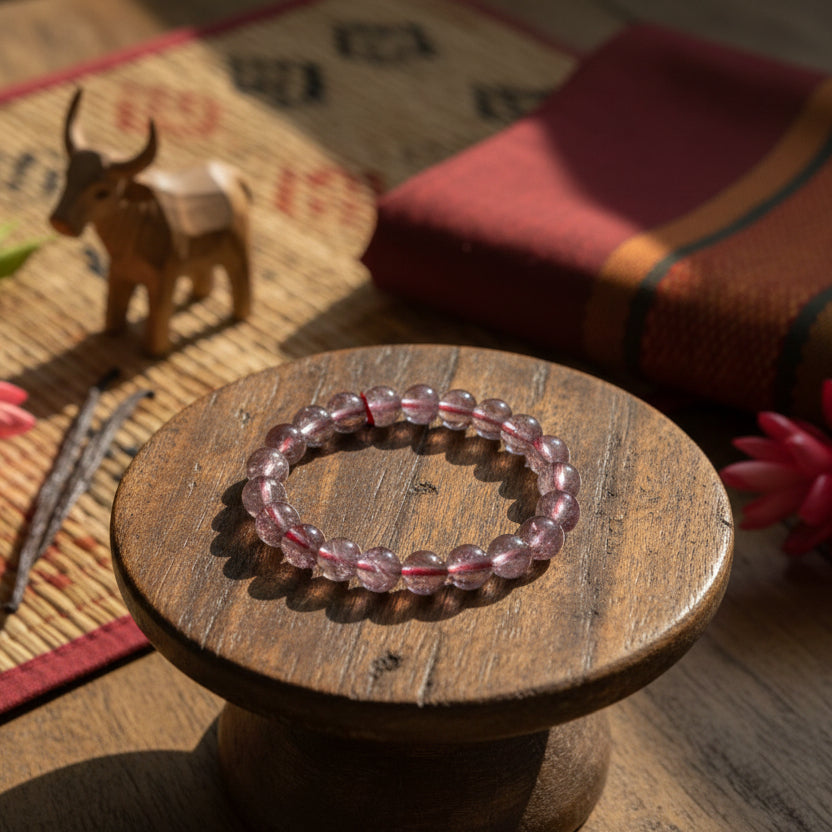 Cristal Hématoide Madagascar, bracelet boules AA+
