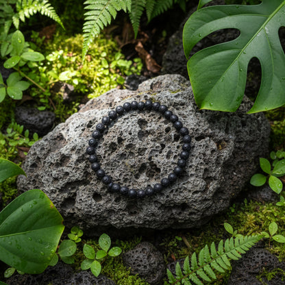 Pierre de Lave de la Réunion, bracelet boules AA+