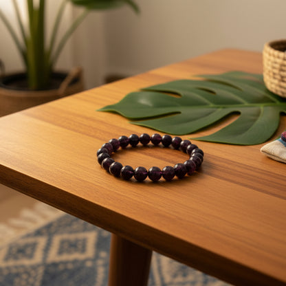 Grenat Almandin, bracelet boules qualité AA+