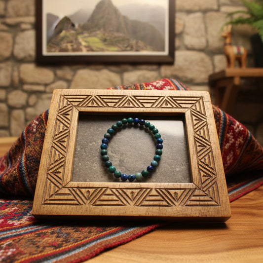 Chrysocolle naturelle du Pérou, bracelet boules AA+
