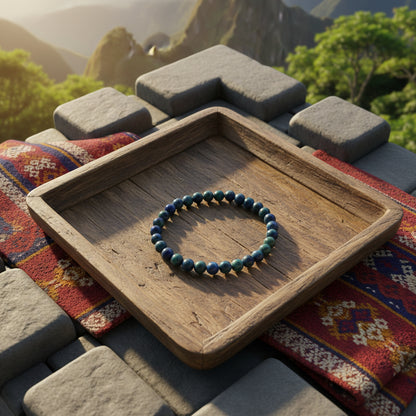 Chrysocolle naturelle du Pérou, bracelet boules AA+