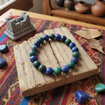 Chrysocolle naturelle du Pérou, bracelet boules AA+