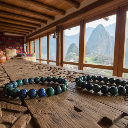 Chrysocolle naturelle du Pérou, bracelet boules AA+