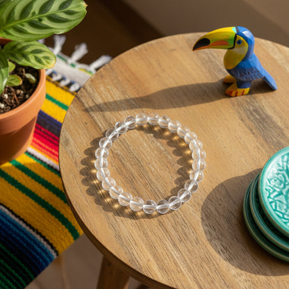 Cristal de roche, bracelet boules de qualité AA+