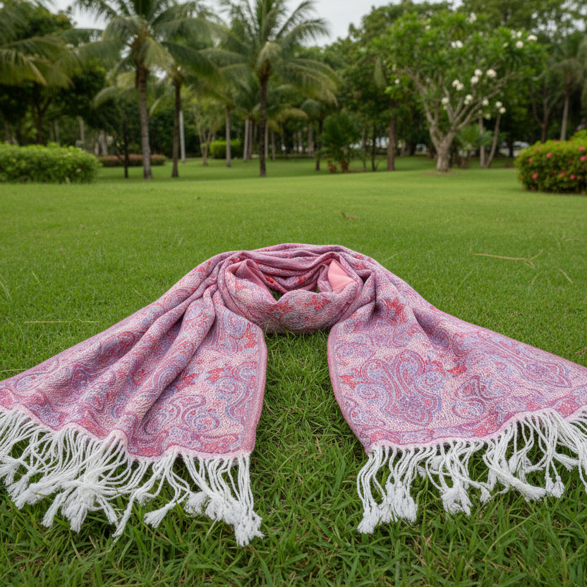 Echarpe Foulard 100 % Cashmire fabrication Thaïlandaise env. 175x68cm.