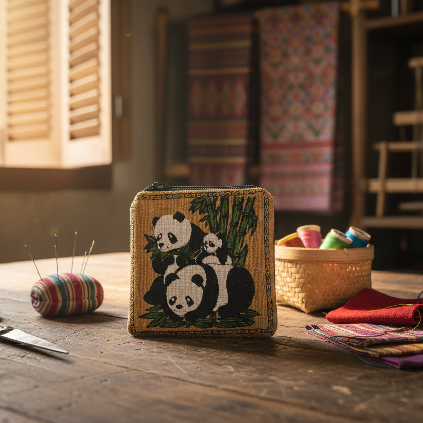 Porte monnaie pochette Panda 10*x10cm "L'Ami Voyageur"