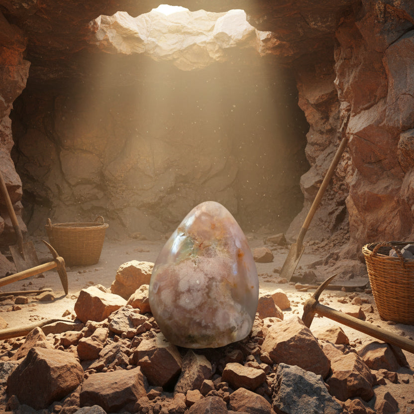 Agate fleur, bloc à poser forme libre 332g, Madagascar