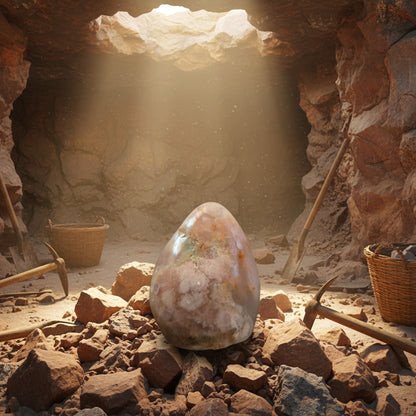 Agate fleur, bloc à poser forme libre 332g, Madagascar