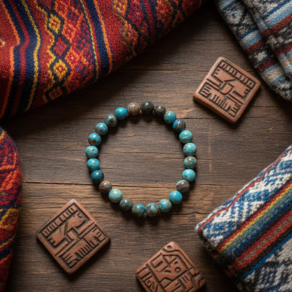 Chrysocolle naturelle EXTRA du Pérou, bracelet boules 8mm AAA