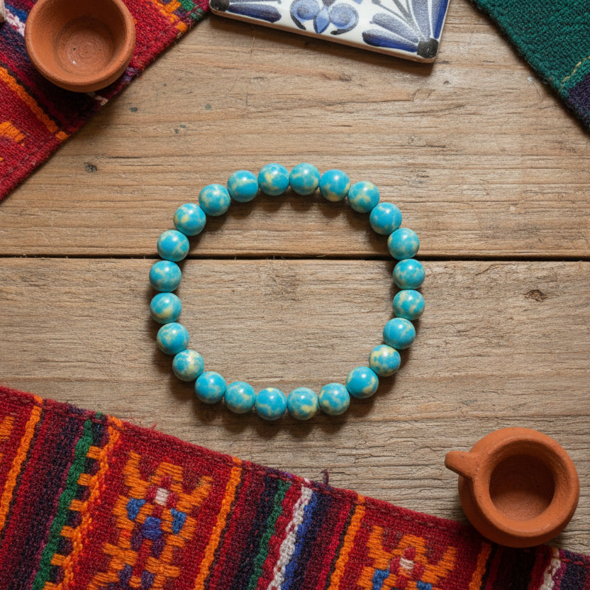 Jaspe Impérial bleu, bracelet boules 8mm Extra qualité AAA