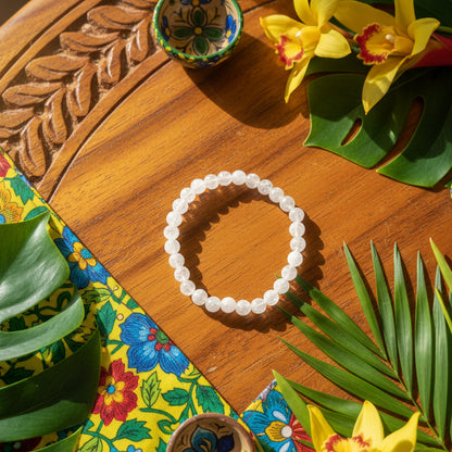 cristal de roche craquelé, bracelet boules 6 à 8mm, Brésil