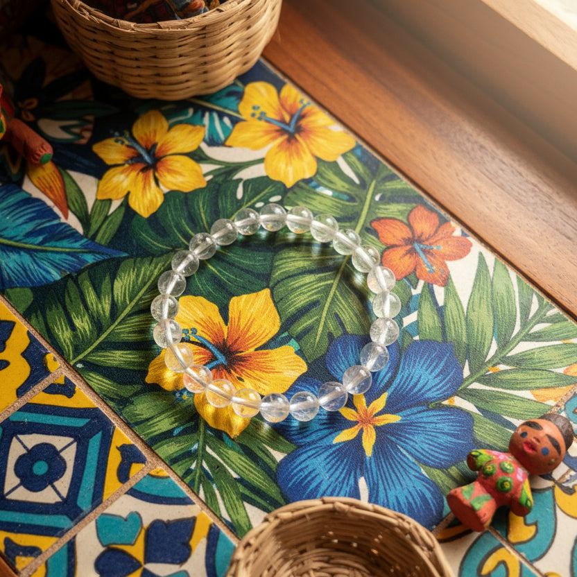 Cristal de Roche, bracelet boules 6 à 10mm, Qualité AA+ Brésil.