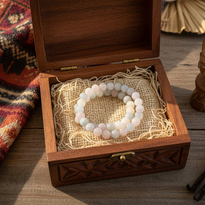 Morganite, bracelet boules 8 à 10mm qualité AAA+