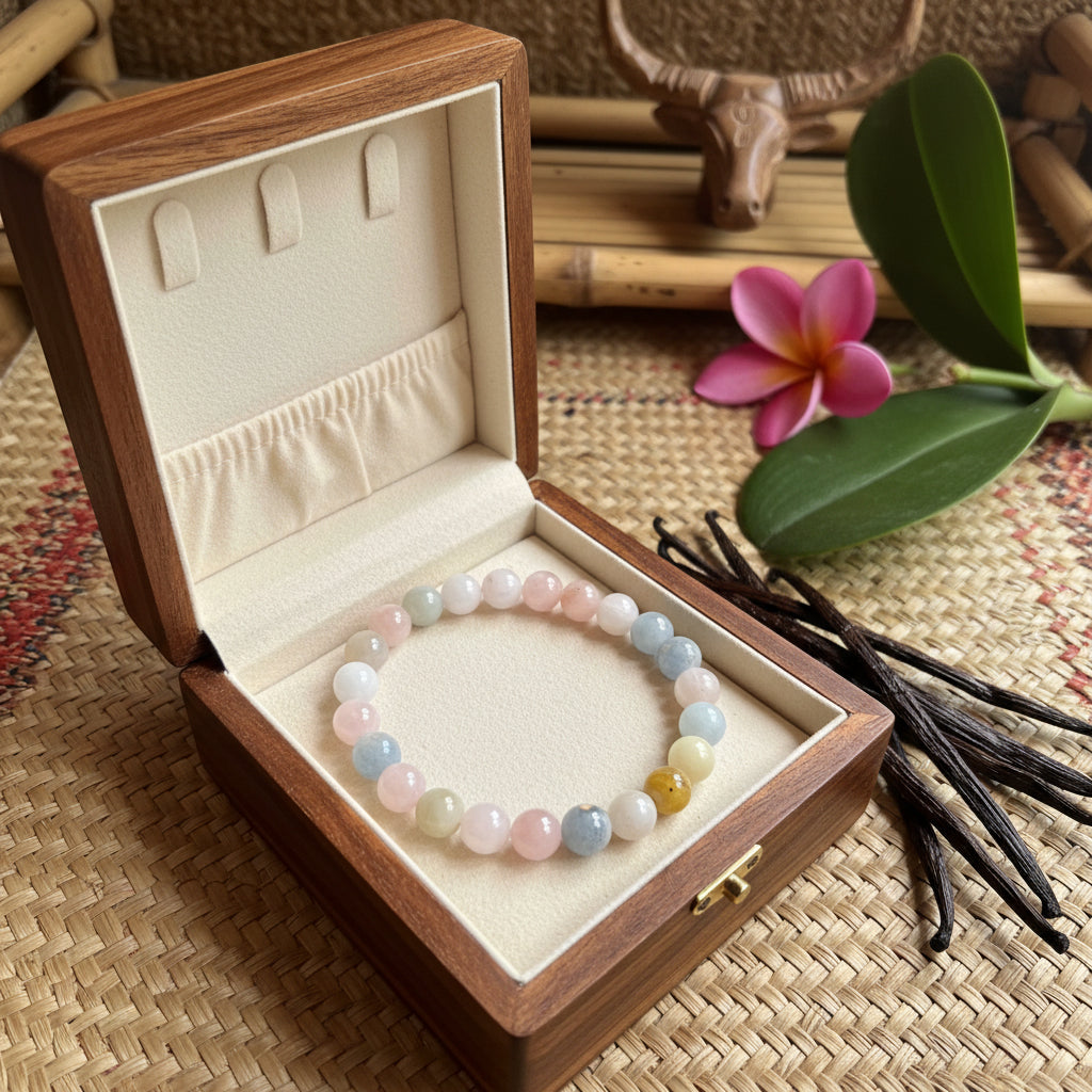 Morganite, bracelet boules 8 à 10mm qualité AAA+