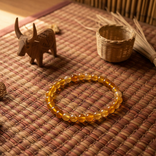 Citrine naturelle de Madagascar, bracelet boules 6mm Extra AAA