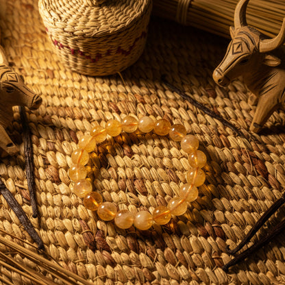 Citrine naturelle de Madagascar, bracelet boules 10mm Extra AAA