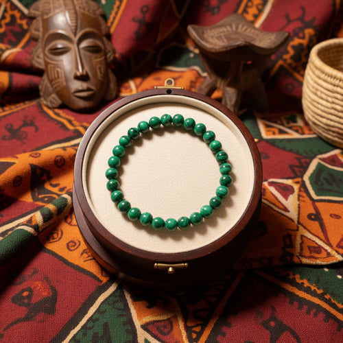 Malachite du Congo, bracelet boules 6mm Extra qualité